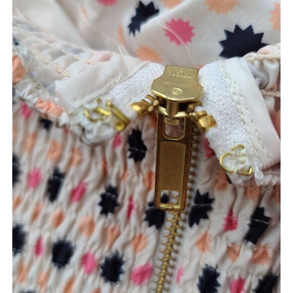 Anthropologie MAEVE Bow-Tie One Shoulder Top Sz 8 Cream Pink Black Boho Zip NWT - Picture 5 of 11